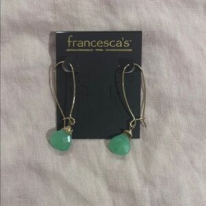 Francesca's Collections Gold and Green Teardrop Earrings